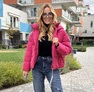 Moon Light kabát pink – Rövid női steppelt kabát csillogó díszítéssel – Innova Fashion